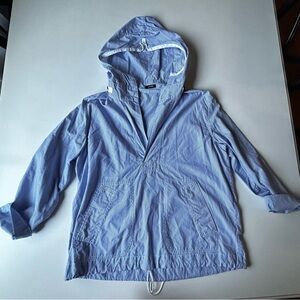 J. Crew Blue and white striped Jacket with hood women's size M/L